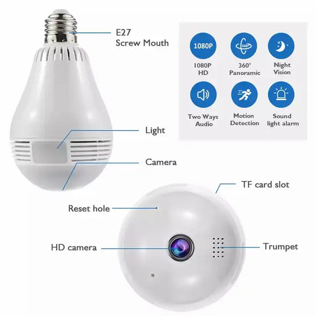 Cámara de seguridad tipo foco con sensor