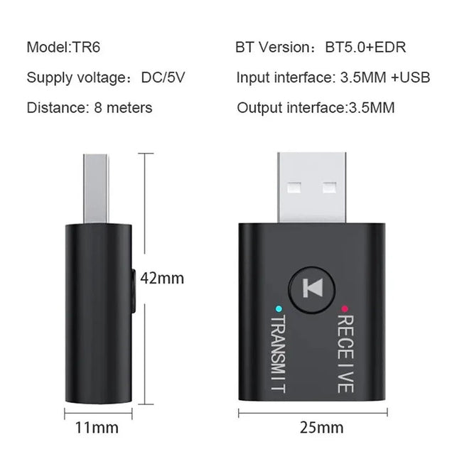 Adaptador de audio bluetooth 2 en 1