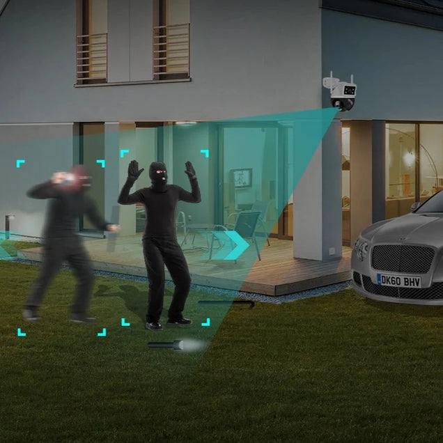 Cámara de seguridad dual para exterior 2024