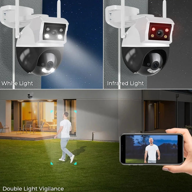 Cámara de seguridad dual para exterior 2024