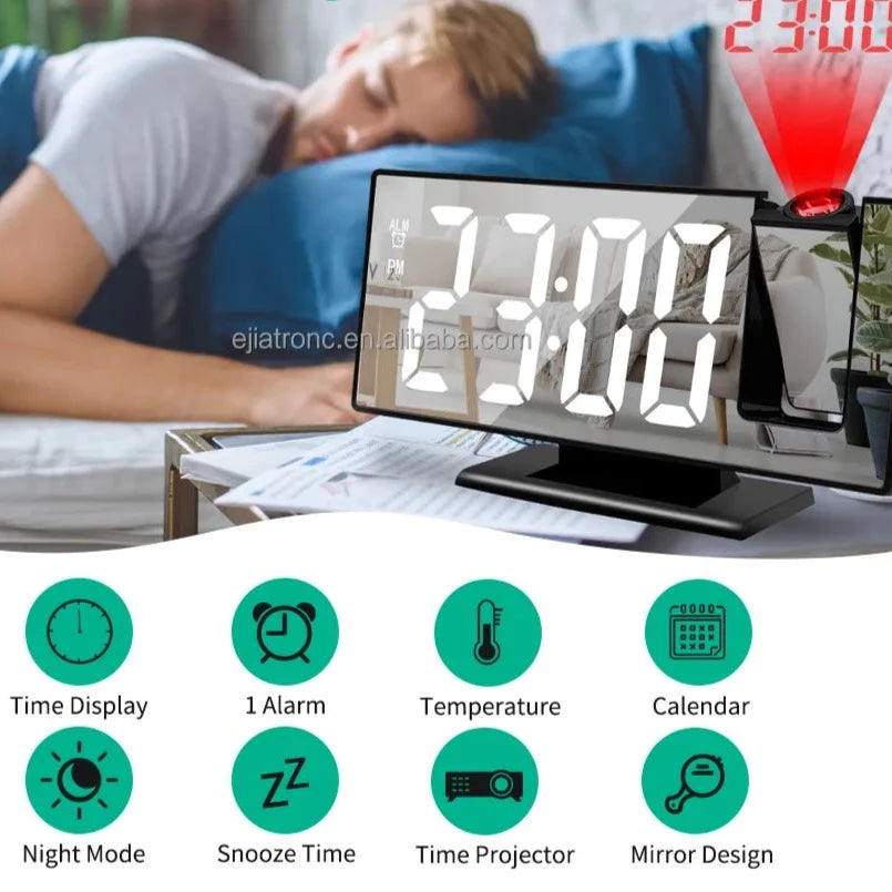Reloj Despertador Digital Con Proyector Laser