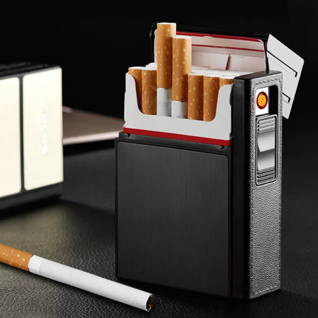 Cigarrera Golden Con Encendedor Recargable
